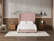 My Style Winged Headboard & Slimline Base - Double / Rosewater / Drawer Base