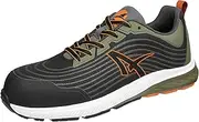 [ALBATROS] Wave Impulse Low S1PS ESD FO HRO SR Safety Shoes Unisex Non-Slip Metal-Free Vegan Fibreglass Cap Work Shoes, Black-Olive, 10.5 AU