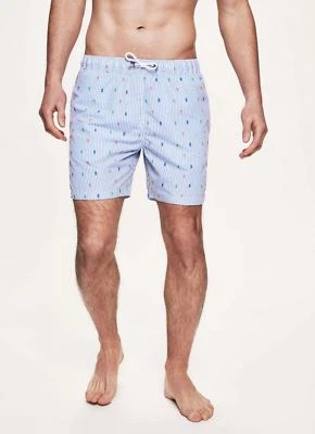 NEW Hackett London Blue White Striped Swim Shorts Beach Huts XL HM800819 0AA