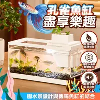 在飛比找HOTAI購優惠-懶人魚缸 配水泵+内置燈 桌面魚缸 水族箱 小型桌面魚缸 水