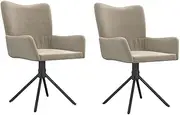 [vidaXL] 2 pcs Swivel Dining Chairs, Light Grey Velvet, Ergonomic Design with Foam Padded Backrest and Armrest, 360-degree Swivel Function, Styled for Modern Homes