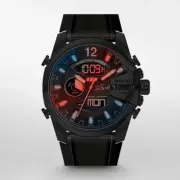 DIESEL MEGA CHIEF DZ4548 Black Silicone Digital Chrono Alarm Men's Watch New