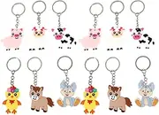 Gadpiparty 40 Pcs Key Chain Farm Animal Baby Kids Backpack Purse Kids Keychains for Backpacks Chicken Keychain Jungle Theme Party Favors Bulk Kids Car Keys Accessories PVC Child Charm