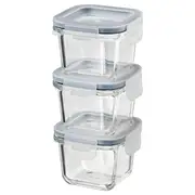 IKEA 365+ food container with lid, square/glass, 180 ml