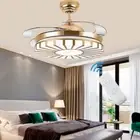 42" Modern Retractable Ceiling Fan LED Chandelier Remote Pendant Fan Lighting