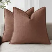 Pack of 2, Decorative Linen Soild Throw 18" x 18" (Pack of 2) Autumn Glaze