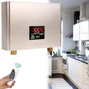 Tankless Water Heater, 110V 220V 3000W Mini Instant Hot Water Heater with LED Display for Shower Bathroom Kitchen Washing, Portable Water Heater,Gold-3000Wto110V