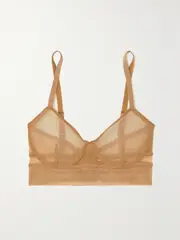 [ELSE] ELSE - Bare Lace-trimmed Tulle Underwired Soft-cup Bra - Neutral - 32B 32 B Neutrals