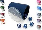 Flexible Dice Cup with Lid Including 5 Dice - Made in Germany (Dark Blue)
