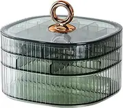 HALAFE Jewelry Box, 3-Layer Acrylic Jewelry Organizer with Handle, Clear Jewelry Boxes for Women Girls, Make up Organizer, Jewelry Storage Holder (Green)