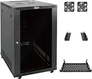 Tecmojo 18U Wall Mount Rack, 17.7 Inch Depth, Holds Up to 176 Lbs, Movable Enclosed Rack Kit for 19 Inch Network, Server and AV Gear, Glass Door (Elite Collection)