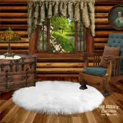 Classic Round Shaggy Sheepskin - Faux Fur Rug Bear Skin Accent White Throw Rug