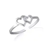 .925 Sterling Silver Double Heart Toe Ring