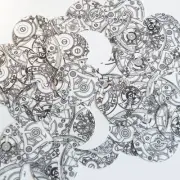 Round Sequin 30mm Steampunk Clockworks on White Opaque Loose Couture Paillettes