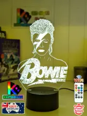 DAVID BOWIE ROCK LEGEND PERSONALISED 3D LED Night Light 7 Colour Changing Lamp