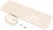 Wireless Keyboard Mouse Combo, 2.4Ghz Aesthetic Quiet and KHAKI