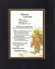 Handmade Inspirational Plaque for Love - Because I Love You Poem