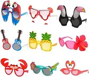 Ocean Line Luau Party Sunglasses - 9 Pairs Funny Hawaiian Glasses, Tropical Fancy Dress Favors, Fun Summer Party Photo Booth Props, Novelty Party Supplies Decoration for Kids and Adults