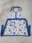 NWT- Simply Whimsical 100% cotton apron - blue and white - teapots and cups