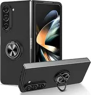 [MRRSIWEI] for Galaxy Z Fold 5 Case,Samsung Z Fold 5 case with 360° Ring Kickstand, Military Grade Drop Protection Slim Rugged Shockproof Case for Samsung Galaxy Z Fold5-Ring Black