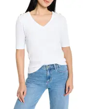 Nzt By Nic+Zoe Shoulder Button Trim Tee