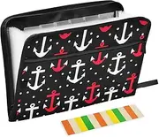 Office Supplies Folders 13 Pockets A4 Letter Size with Zipper Closure for Classroom Home Office Travel Polka Dot Black White Red Ocean para guardar