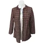 NEW Catherine Malandrino Multicolor Metallic Tread Tweed Fringe Blazer Jacket XS