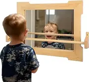 Lswyimao Montessori Mirror Wooden Toddler Mirror 50x40cm Montessori Furniture Baby Pull-ups Children Pull-ups for Learning to Walk and Encouraging Independent Standing