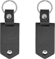 [ANMOO] Custom Leather Keychain with Photo Board, Personalized Double Sided Customized Picture Text Name KeyChain Memorial Gifts for Father Friend Family Lover, Black, Black, m