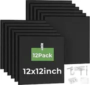 12 Pack Bulletin Boards for Walls 48"x36", 30x30cm Cork Board Alternative, Heavy Duty Felt Board with 60 Push Pins & 15 Adhesive Sheets, Black Corkboard for Home Office Wall Decor