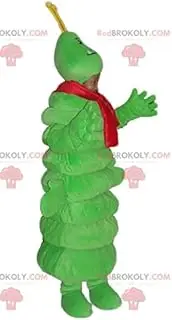 REDBROKOLY Mascot giant green caterpillar with a red scarf