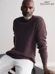 Burgundy Red Regular Fit Signature Lambswool/Cashmere Blend Crew Jumper (B65882) | $149