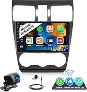 UNITOPSCI 4G+64G Android Car Stereo Radio for Subaru Forester WRX Impreza 2015-2018 CarPlay Android Auto Bluetooth 5.0 GPS 9 Inch 1280 * 720 Touchscreen DSP 32 EQ FM/RDS WiFi SWC Backup Camera Mic