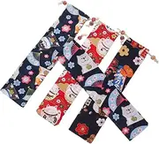 SHOWERORO 4pcs Portable Drawstring Cutlery Storage Bag Lightweight Pouch for Chopsticks Straws Utensils for Travel Picnics Banquets
