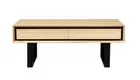 AKIRA SOLID MESSMATE TIMBER COFFEE TABLE NATURAL/BLACK 2 DRAWERS