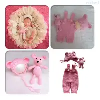 在飛比找蝦皮購物優惠-Wit 0-3 個月新生兒照片衣服鉤針連身衣姿勢熊娃娃嬰兒照