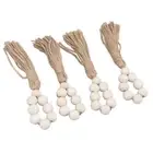 AU (4pcs)Napkin Decorative Elegant Wood Beads Table Napkin Holder With Tass