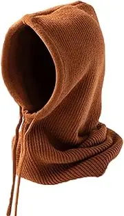 [Generic] Face Warmer Men - Cotton Beanie Neck Warmer, Windproof Winter Face, Fuzzy Winter Balaclava Hat|Full Face Beanie for Skiing, Running, Skating, Biking, Hiking, Men, Women, Winter, caramel