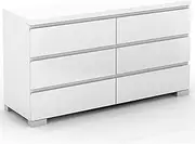 6 Drawer Storage Chest Cabinet Unit High Gloss White
