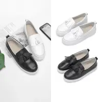 在飛比找momo購物網優惠-【FUFA Shoes 富發牌】真皮簡約流蘇懶人鞋-黑/白 