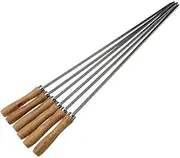 qwmvhfg， Kebab Skewers, 45cm BBQ Skewers Long Handle Shish Kebab Barbecue Grill BBQ Fork Grill Steel Wood Needle Stick 6pcs Outdoors