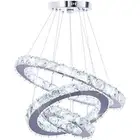 Crystal Chandeliers Modern LED 3 Ring Chandelier Adjustable Ceiling Light Fix...