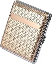 [Lorxilar] Cigarette Case Plastic Cigarette Box Double Sided Spring Clip Open Pocket Holder for 20 Cigarettes,One Size,Gold