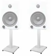 Pair 21” Steel White Stands For Kanto YU5 Bookshelf Speakers Robust Metal Poles