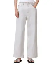 Allsaints Blake High Rise Frayed Jeans in Chalk White
