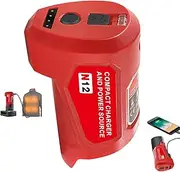 M12 12V USB Power Source Charger Adapter for Milwaukee M12 12V Lithium Battery, w/Type-C Input Charing Port, USB Output & DC 12V Outlet for 12V Heated Jacket, Replace 48-59-1201 49-24-2310