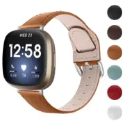 StrapsCo Buckle-and-Tuck Leather Watch Band Strap for Fitbit Versa 3