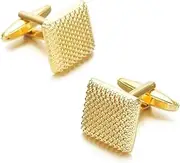 [Generic] Gold Metal Textured Cuff Links fashion Tuxedo Shirt Cufflinks