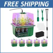 6 Pcs Mini Greenhouse Seed Trays with Adjustable Timed Grow Lights for Seedlings