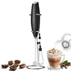 Powerful Handheld Milk Frother Wand with Stand Small Hand Held Drink Mixer El...